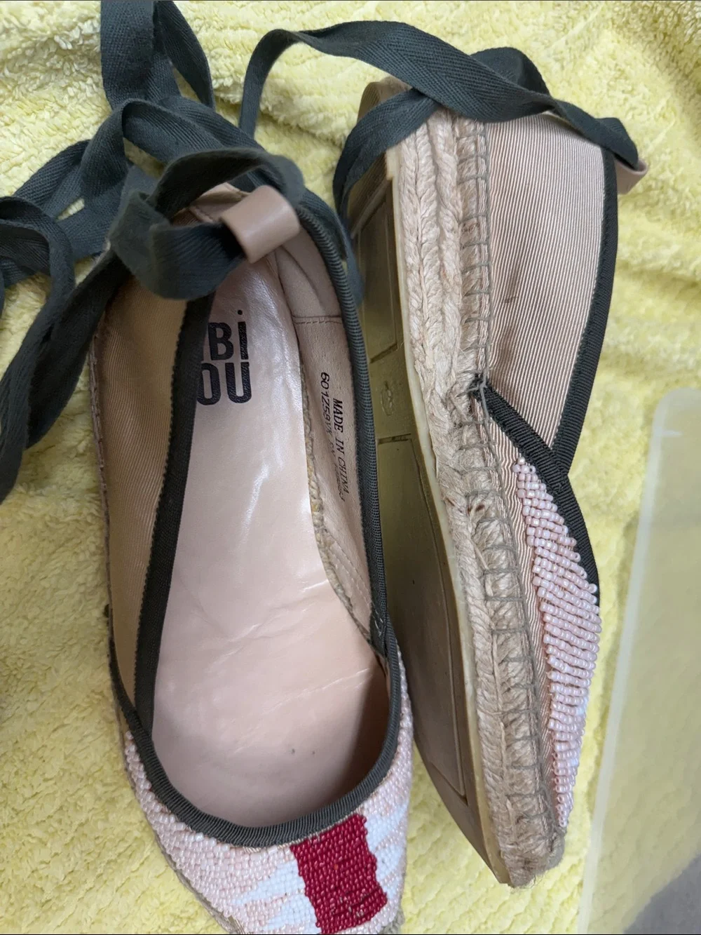 Beaded espadrilles - tie up - bought at anthropology